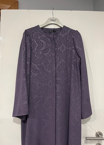Mor Uzun Kollu Modern Klasik Kadın Elbise - Görsel 6