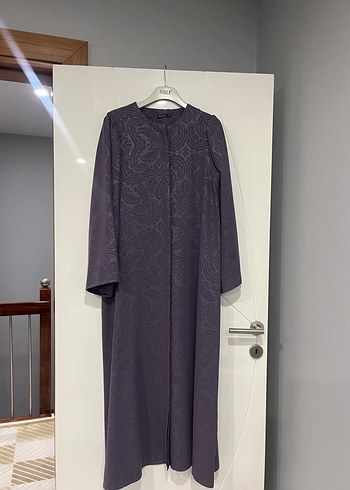 Mor Uzun Kollu Modern Klasik Kadın Elbise - Görsel 3