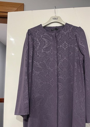 Mor Uzun Kollu Modern Klasik Kadın Elbise - Görsel 2