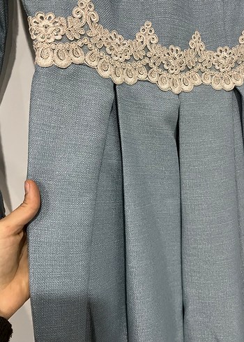 Düğmeli Nakışlı Vintage Uzun Kollu Nişan Elbisesi - Görsel 5