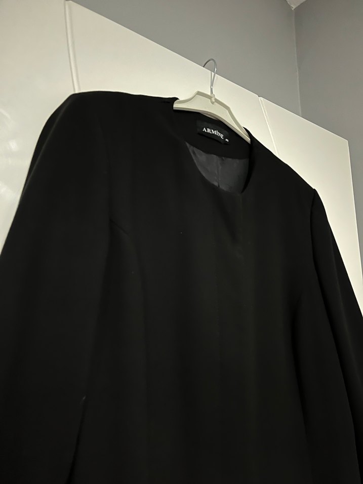 Armine Siyah Midi Kadın Ceket - Görsel 4