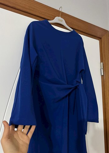 Kadın Mavi Uzun Drapeli Elbise - Görsel 2
