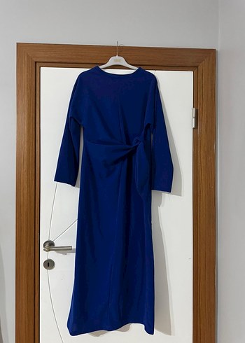 Kadın Mavi Uzun Drapeli Elbise - Görsel 3
