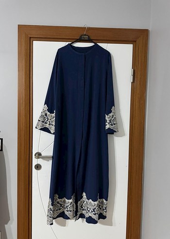 Dantel İşlemeli Lacivert Uzun Elbise - Görsel 3