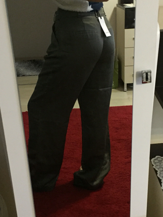 Etiketli ipek bol paca şik pantalon