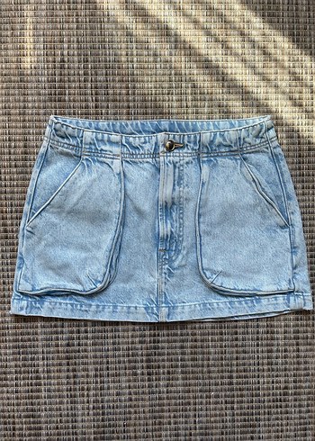 Mavi cepli Denim Etek