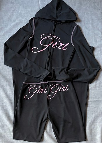 Sheinside Girl Y2k Fermuarli Kapsonlu Ust Ve Tayt Takim
