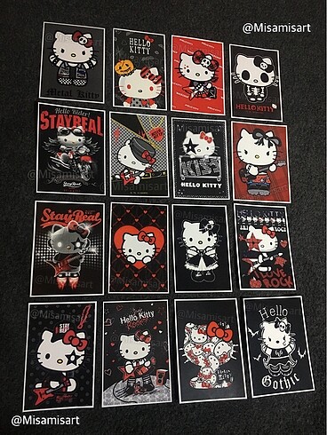 Killstar Goth Hello Kitty sticker set