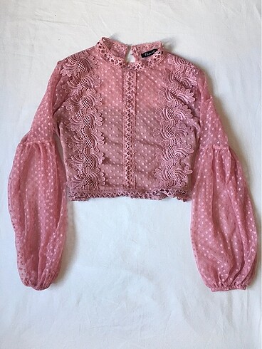 Sheinside Pembe işlemeli bluz