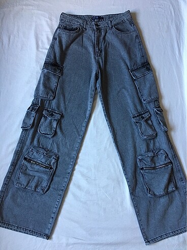 Yıkamalı cargo baggy jeans