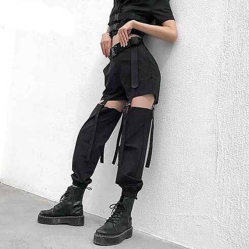 s Beden siyah Renk Palaska şort pantolon goth