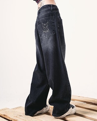 Haihola y2k black viron baggy jean