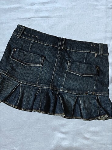 Mango Y2K vintage Mango pileli mini kot etek