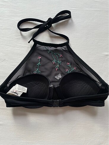 xs Beden siyah Renk Koton kelebekli bikini üstü