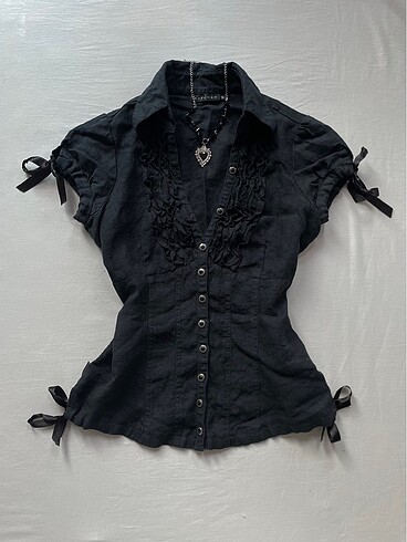 Victorian kurdeleli gömlek bluz Goth Coquette