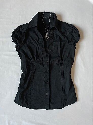 Vintage victorian siyah bluz gömlek