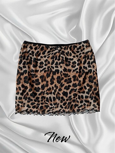 Leopar tül etek & straples bluz y2k