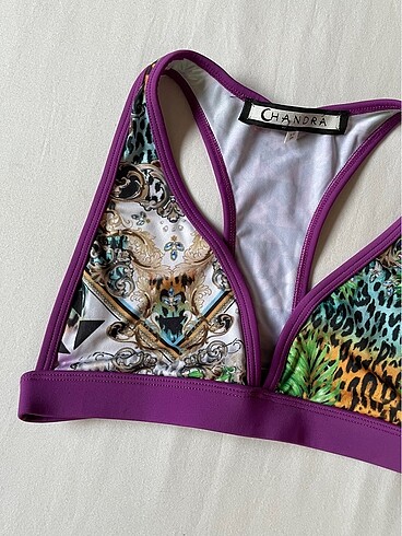 xs Beden mor Renk Desenli bikini üstü