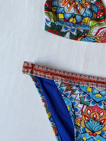 xs Beden mavi Renk Desenli bikini takımı