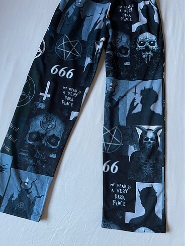 s Beden mavi Renk Gothic 666 pantolon eşofman
