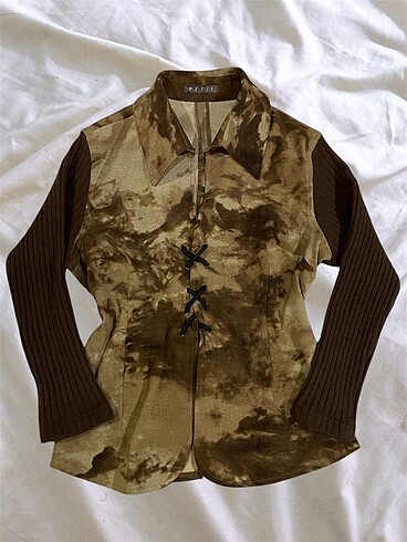 Sheinside Desenli y2K üst bağcıklı