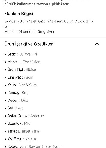 s Beden LCW elbise