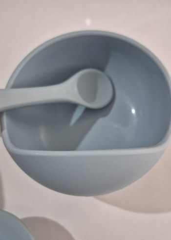 Gri Silikon Bebek Tabak, Çatal, Bıçak ve Bardak Seti - Görsel 5