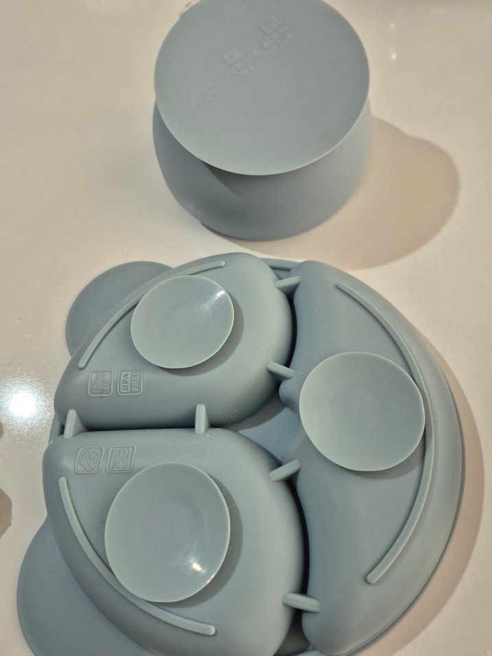 Gri Silikon Bebek Tabak, Çatal, Bıçak ve Bardak Seti - Görsel 3