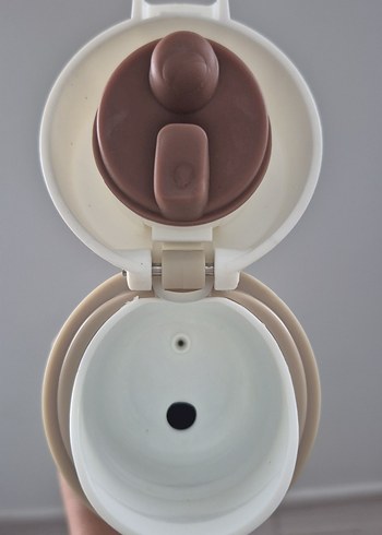 Bej Kapaklı Gri Çelik Termos - Görsel 3