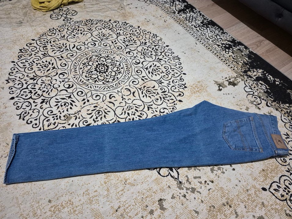 Rejeanerate Düz Kesim Mavi erkek Denim Pantolon - Görsel 3