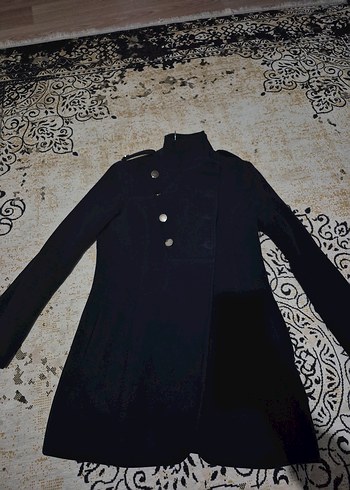 Düğmeli lacivert kadın Kaban - Görsel 2