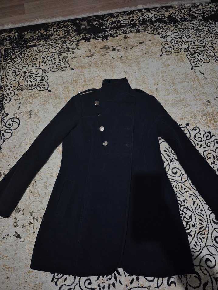 Düğmeli lacivert kadın Kaban - Görsel 2