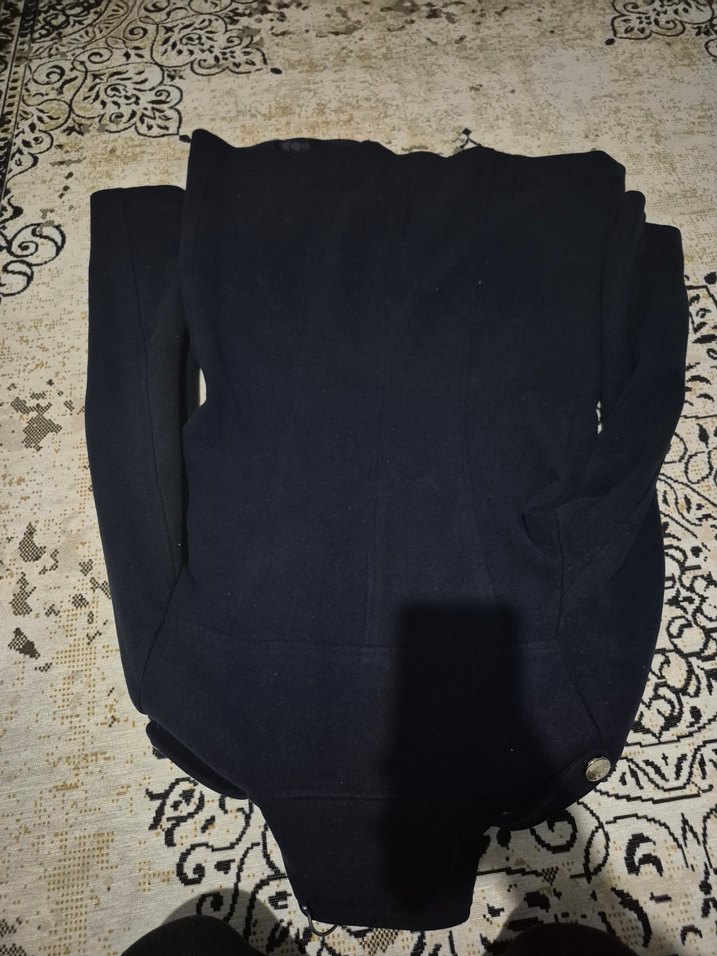 Düğmeli lacivert kadın Kaban - Görsel 3