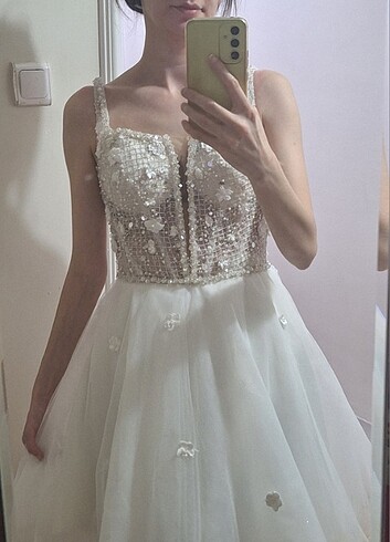 After party bride party kına elbisesi mini gelinlik XS S uyumlu