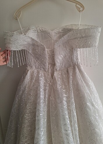 m Beden beyaz Renk Tasarım After party bride parti kına elbisesi kısa gelinlik M