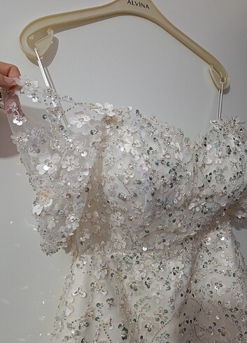 m Beden beyaz Renk Kırık beyaz After party bride parti kına elbisesi S M beden