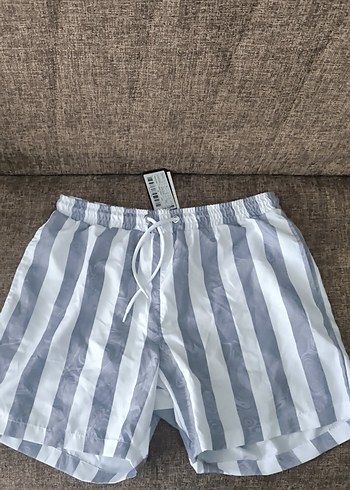Gri Çizgili Erkek Mini deniz Şortu - Görsel 2