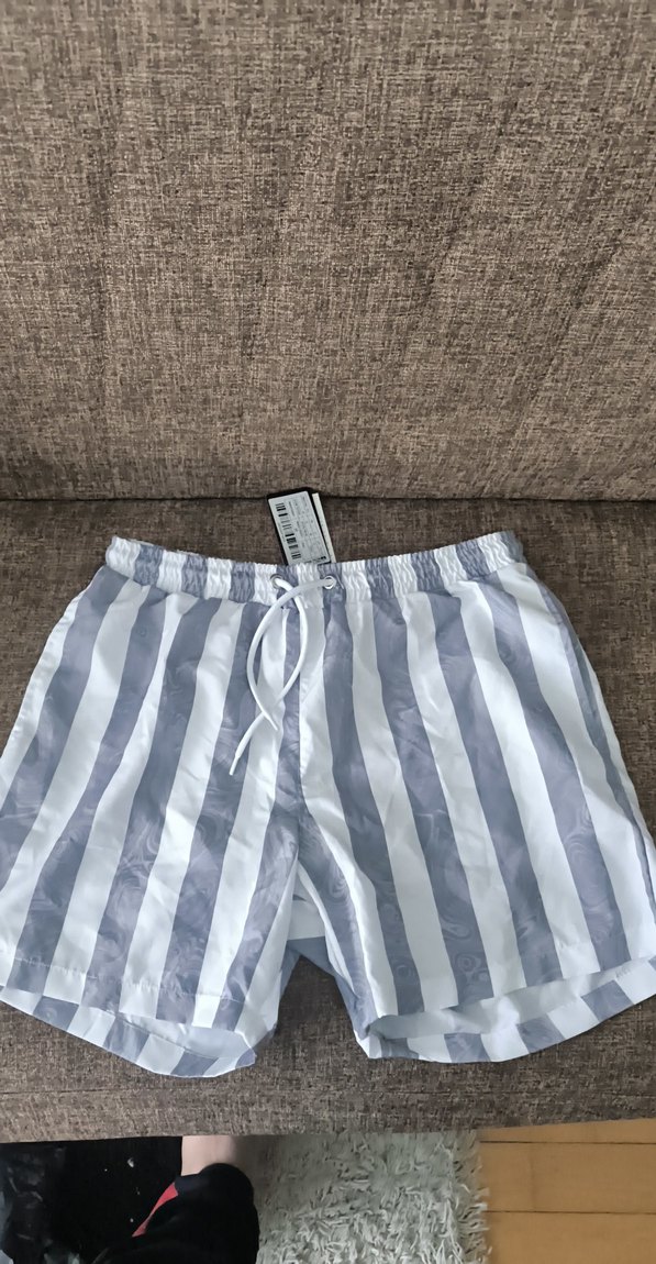 Gri Çizgili Erkek Mini deniz Şortu - Görsel 2