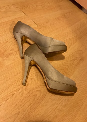 CANES MARKABej Süet Dolgu Topuklu Kadın Abiye Ayakkabı - Görsel 4