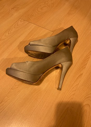 CANES MARKABej Süet Dolgu Topuklu Kadın Abiye Ayakkabı - Görsel 5