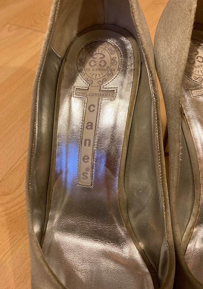 CANES MARKABej Süet Dolgu Topuklu Kadın Abiye Ayakkabı - Görsel 3