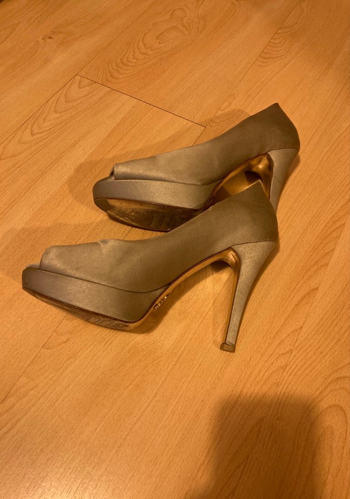 CANES MARKABej Süet Dolgu Topuklu Kadın Abiye Ayakkabı - Görsel 5