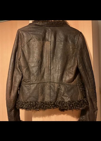 Sylvie schimmel Paris Kahverengi Kürklü Deri mont - Görsel 5