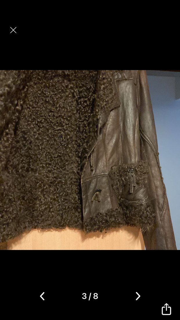 Sylvie schimmel Paris Kahverengi Kürklü Deri mont - Görsel 3