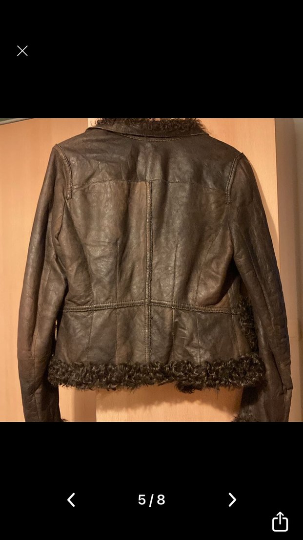 Sylvie schimmel Paris Kahverengi Kürklü Deri mont - Görsel 5