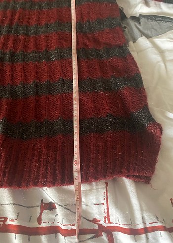 Kırmızı Siyah Çizgili mango Kadın Triko Kazak - Görsel 6