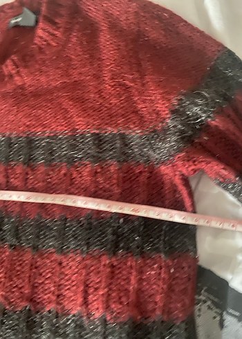 Kırmızı Siyah Çizgili mango Kadın Triko Kazak - Görsel 5