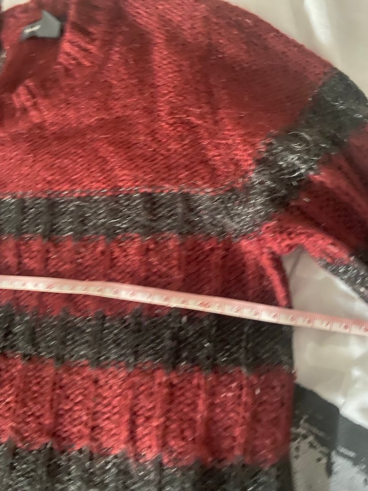 Kırmızı Siyah Çizgili mango Kadın Triko Kazak - Görsel 5