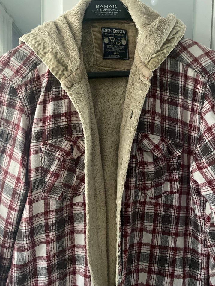 Düğmeli Bordo Gri Pamuklu Erkek Ceket - Görsel 2