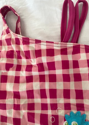 Pembe Kareli Kız Çocuk Mayo - Görsel 3